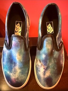 Vans Galaxy-Print Slip-On Sneakers in Blue and Purple